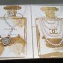 2 pieces Vintage Perfume Bottle Canvas Wall Art Modern Luxury Posters Print Fashion Glam Poster Picture for Bedroom Make up Room Home Decor 16"x24"