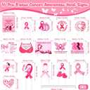 16 Pcs Breast Cancer Awareness Yard Signs with 32 Stakes Breast Cancer Gifts Breast Cancer Decorations Include 6 Pcs 16 x 12 Inch Outdoor Lawn Sign and 10 Pcs Small Yard Signs for Party