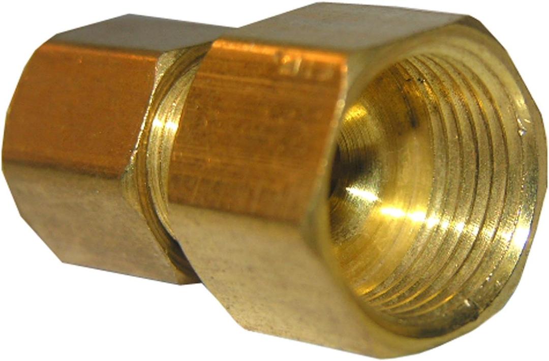 LASCO 17-6759 1/4-Inch Female Compression by 3/8-Inch Male Compression Brass Adapter, Copper