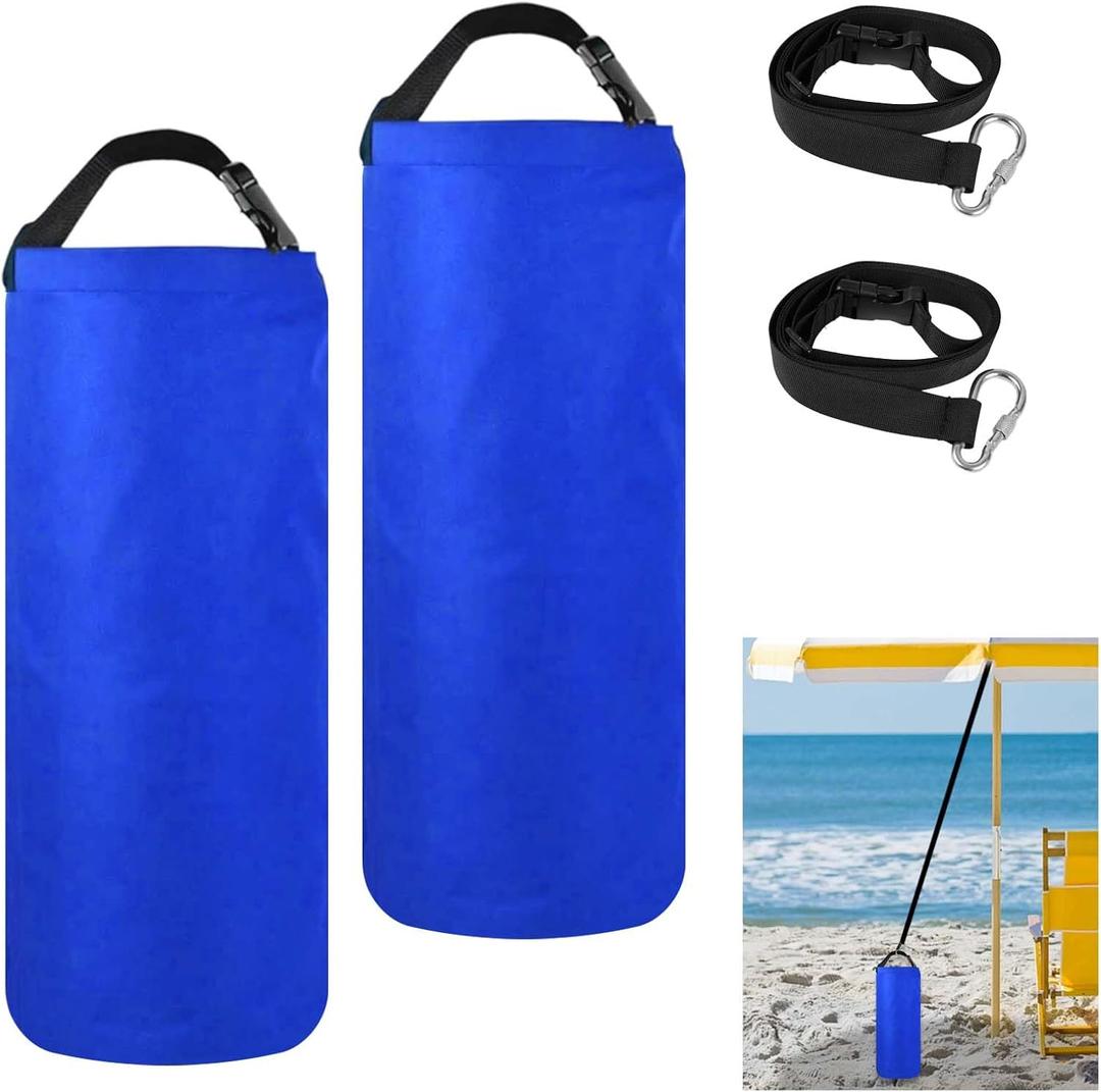 2Pack 10L Beach Umbrella Weight Sand Bags 25lbs 600D Oxford Cloth Heavy Duty Sun Umbrella Sand Anchor Portable Fillable Summer Sunshade Canopy Tent Sandbag Stand Holder for Outdoor High Wind Resistant