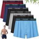 IGOLUMON Mens Underwear, Relaxed Fit Boxer Shorts 6 Pack, Bamboo Rayon Boxers for Men, Classic Boxer Shorts Button Fly, 2XL