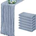6 Pack Dusty Blue Cheesecloth Table Runner 17x108 Inch Semi Sheer Boho Gauze Cheese Cloth Fabric Table Runners, for Wedding Party Baby Shower Birthday Home Decor Garden Farmhouse