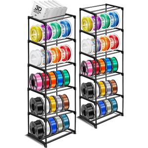 GRETJOB 10-Tier Modular 3D Printer Filament Storage Rack, Metal Filament Spool Holder & Organizer, Holds 60 Spools(1kg), Filament Storage Shelf for 3D Printing Machine, Tool-Free Assembly