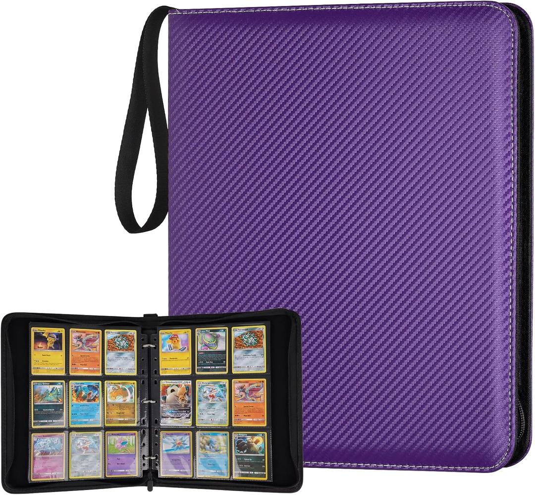 GERMUN 9 Pocket Card Binder, Premium Zip Trading Card Binder, 720 Double Sided Pocket PU Card Collection Binder, Collector Card Album, Card Folder for MTG, TCG, Sports Cards, Game Cards (purple)