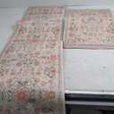 KIMODE Cushioned Kitchen Floor Mats Cushioned Anti Fatigue, Farmhouse Boho Floral Kitchen Runner Rug 2 Piece, Long Memory Foam Standing Carpet for Laundry Sink Office, Beige