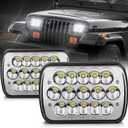 Auto Dynasty H6054 LED Headlight assembly 7x6 5x7 Headlamp Hi/Low Sealed Beam Compatible with Chevy Express Blazer Van GMC S10 C/K Ford E/F Jeep Wrangler YJ XJ CherokeeTruck Van, 5000K Output, Chrome