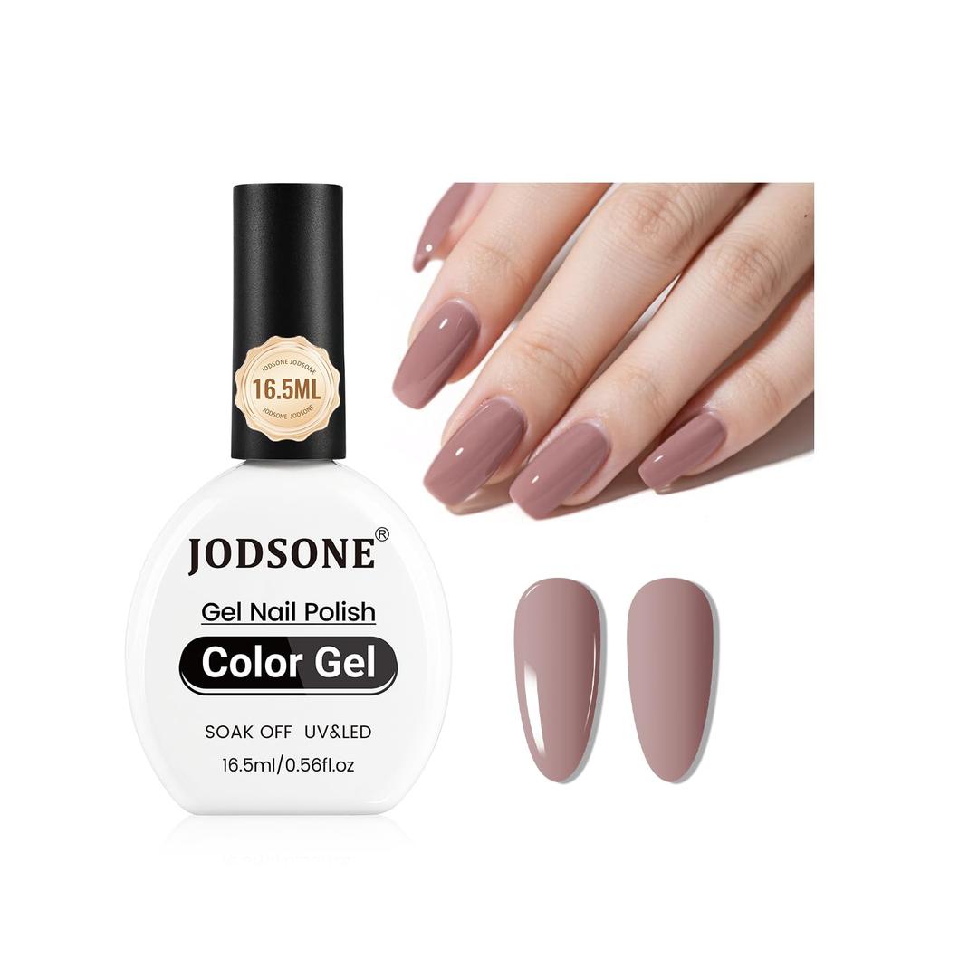 JODSONE 16.5ml Dark Flesh color Soak Off Gel Nail Polish Professional U V Cured Nail Lacquer for Salon Quality Manicures at Home Long Lasting Chip Resistant Nail Art Polish (B34), Set Of 8