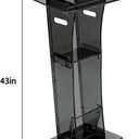 43" Semi-Transparent Black Acrylic Podium&Lectern Stand Portable with Storage Shelf, pulpits for Churches, for Speech, for Presentation, Shtender