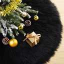 36 Inch Wool Fur Christmas Tree Skirt Thick Plush Black Tree Skirt Christmas Tree Decoration for Xmas Home Party Holiday Decor