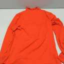 POPZONE Women's Lettuce Trim Mock Neck Long Sleeve Slim Fit Ribbed Knit Tee Shirt Tops, Red , Size M