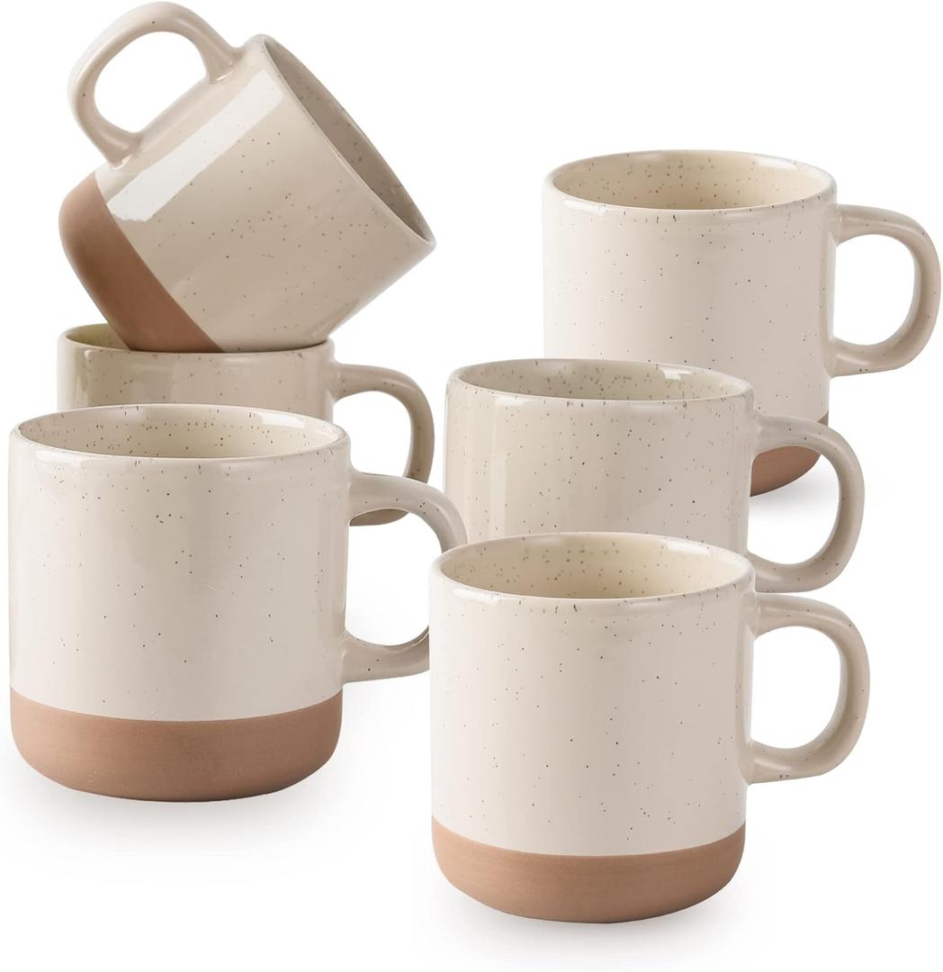 BYCNZB 12oz Coffee Mug Set for 6, Tea Cups with Handle for Coffee, Tea, Cocoa, Milk (Cream)