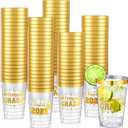 Funnymoom 100 Pcs Graduation Cups 2026 Disposable Gold Rimmed Clear Plastic Cups 12 oz Class of 2026 Congrats Grad Decorations for Party Drinks Graduation Themed Plastic Cocktail Supplies