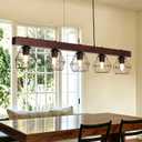 5-Light Kitchen Island Lighting, Farmhouse Linear Light Fixtures Over Table
