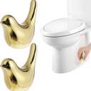 2 Pcs Toilet Bolt Caps Ceramic Gold Bird Replacement Toilet Screw Cover Caps Bathroom Decorative Toilet No Need to Cut The Bolt and No Tools Required - Universal Fit
