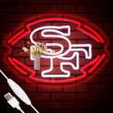 Football Team Neon Sign, Cool Dimmable Light Up Football Team Logo Hanging USB Powered for Wall Decor, Man Cave, Bedroom, Game Room Deco, Birthday Christmas Merch Gift for Boys Fans