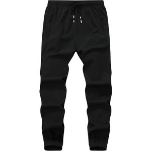 Boys Hiking Joggers Pants Outdoor Youth Quick Dry Lightweight Athletic with Zipper Pockets (9-10, 3822black)