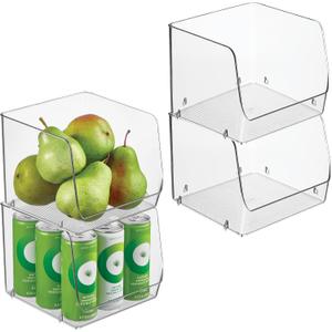 iDesign Open-Front Storage Bin, Set of 4, Clear