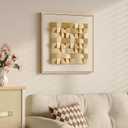 Framed 3D Wood Textured Wall Art, Large Modern Beige Geometric Wooden Artwork for Walls, Minimalist Neutral Square Paintings Wall Decor for Living Room, Dining Room, Bedroom, Office, 28x28 Inch
