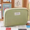 Fcteap Pencil Case Pouch Box Cute Kawaii Large Capacity Aesthetic Zipper Pen Holder Organizer Bag for Office Workspace Supplies Desk Accessories Travel (Green)