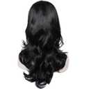 Linfairy Long Wavy Black Wig Big Bouffant Beehive Wigs for Women fits 50s 80s Costume