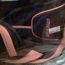 LK Full Set Car Seat Covers for Front Seats and Rear Seats, Luxury PU Leather Car Seat Pads Protectors Waterproof for Most Sedan SUV (Black and Pink)