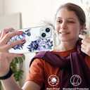 Compatible with iPhone 15 Plus Case Clear Cute for Women - Rugged Phone Cases Funda Protector Cover Skin (Blue Peony Roses Floral)