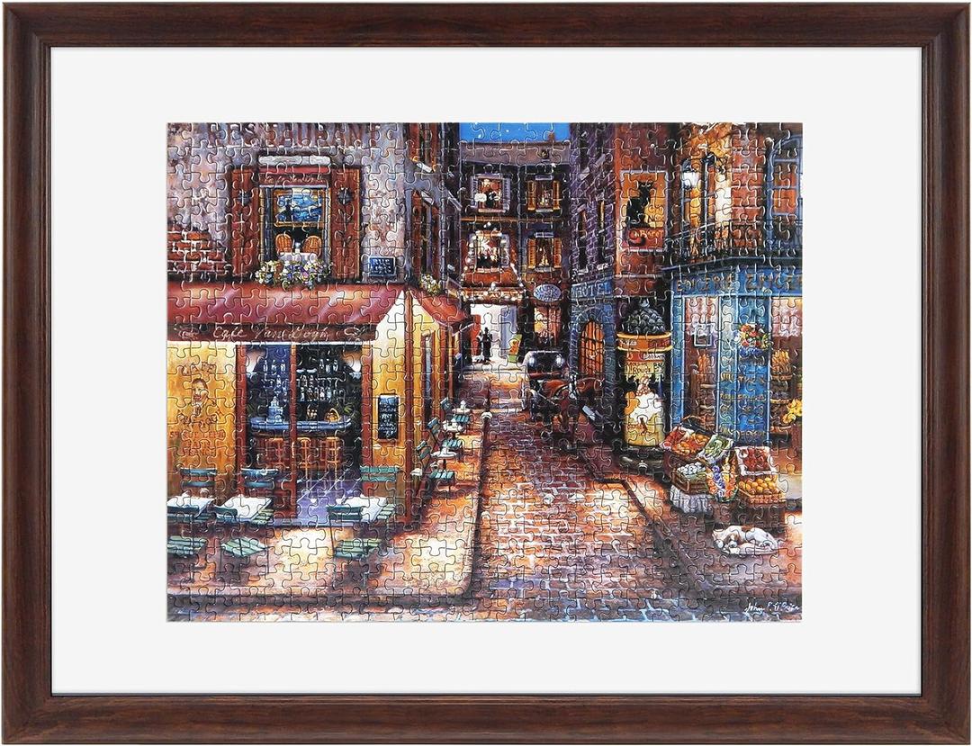 MCS 18x24 Puzzle Frame for Finished Puzzles, Walnut Woodgrain Vertical & Horizontal Wall-Mounted Large Picture Display for Preservation (1-Pack)
