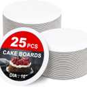 25-Packs Cake Boards 10 inch Round, White Cake Board Rounds, White Cake Circles Rounds Base Food-Grade Cardboard Cake Plate for displaying Cakes, Bread, DessertsThin and Sturdy