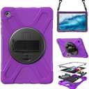 Case for Samsung Galaxy Tab A9 Plus/A9+ 11'' 2023 (SM-X210/X216/X218),Portable Heavy Duty Dropproof Protective Cover Case with 360 Rotating Stand,Handle & Shoulder Strap,Stylus Pen (New Purple)
