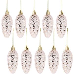 ABOOFAN 10pcs Pinecone Christmas Ornaments Large Glass Pine Cone Hanging Ornaments for Xmas Tree DIY Crafts Fall Thanksgiving Day Decoration