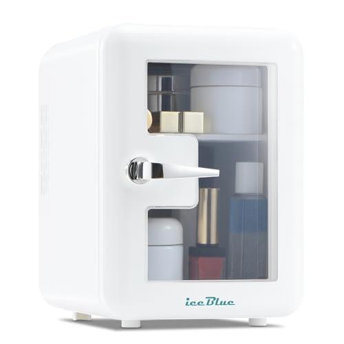 Iceblue Skincare Fridge with Viewing Window, 4L Compact Small Fridge for Bedroom, Car, Office & Dorm, Mini skincare fridge for Beauty Essentials & Beverages(White)