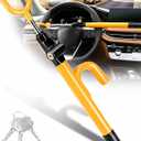 Tevlaphee Steering Wheel Lock - Anti Theft Device with Adjustable Car Wheel Lock, 3 Keys (Yellow)