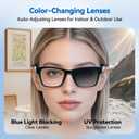 AI Smart Glasses with ChatGPT Bluetooth, Real-Time Translation, Music & Hands-Free Calls, Photochromic Lenses, UV & Blue Light Protection for Men & Women