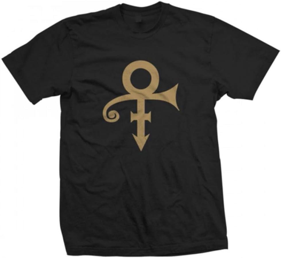 Prince Unisex Adult Prince Official Merch Gold Love Symbol Short Sleeve Shirt (Large, Black)