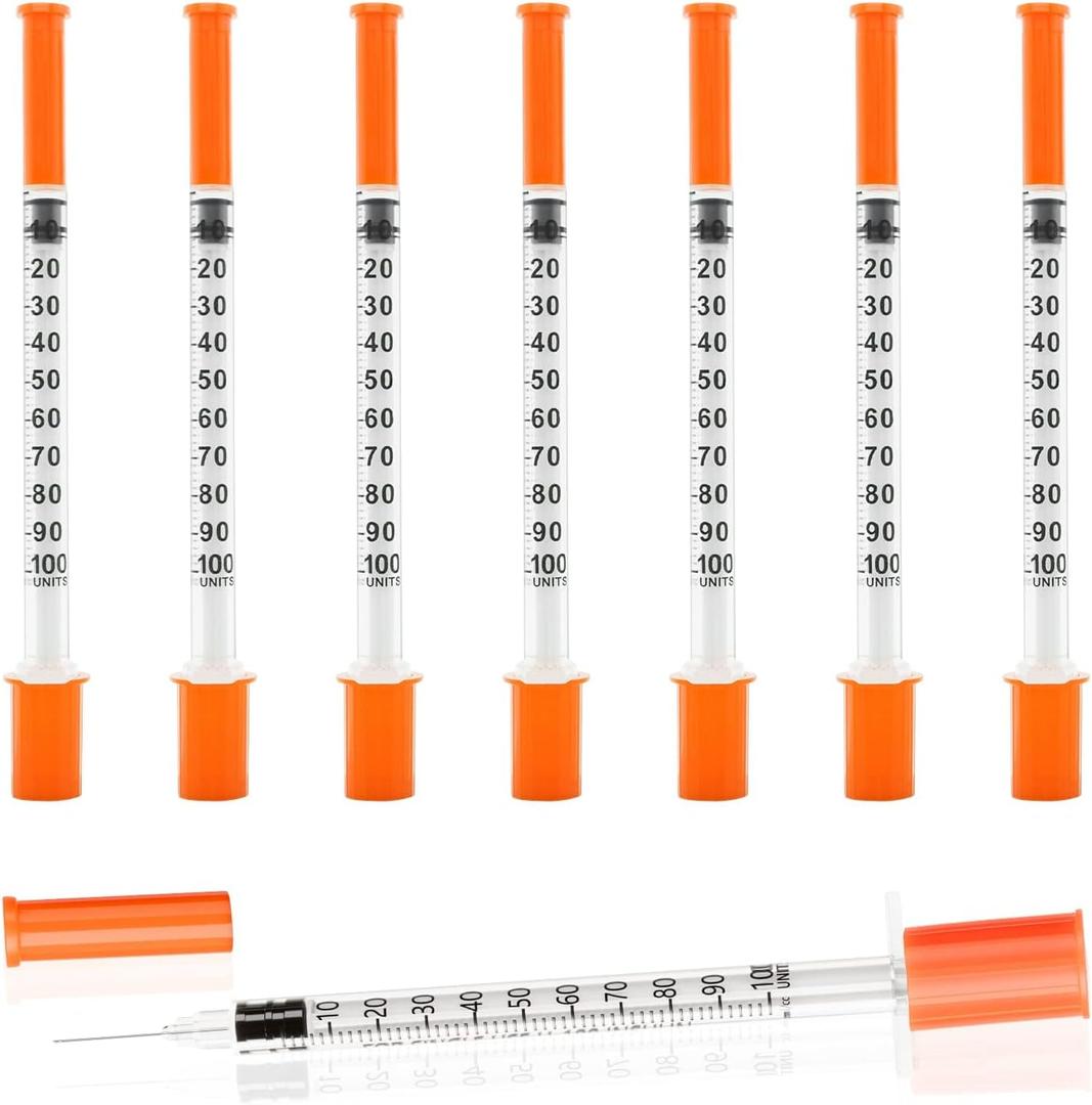 2 x Eelaienya U-100 Syringe 1ml/cc 30G 5/16" (8mm) Needles, Individually Wrapped, 50 Pack