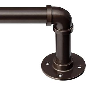 Zeerobee Curtain Rods for Windows 32 to 72, 1 Inch Industrial Wrap Around Antique Bronze Curtain Rod, Indoor/Outdoor Room Divider Adjustable Drapery Pole, 32"-72"