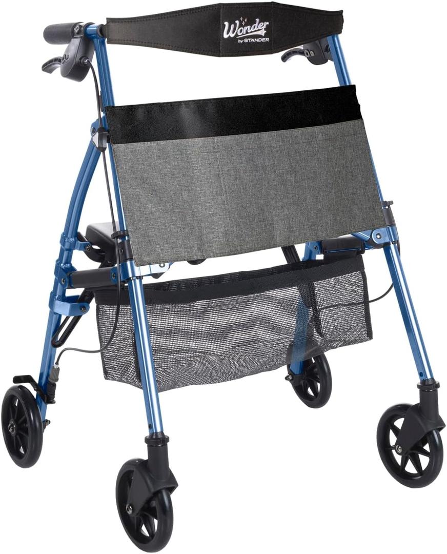 Stander Wonder Rollator Plus Short, Lightweight Junior Folding Mobility Aid for Petite Adults, Seniors, and Elderly, Collapsible Travel Rolling Walker with Four Wheels and Seat, Cobalt Blue Stander Wonder Rollator Plus Short, Lightweight Junior Folding Mobility Aid for Petite Adults, Seniors, and Elderly, Collapsible Travel Rolling Walker with Four Wheels and Seat, Cobalt Blue