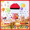 Foldable Red and White Ball Pinata Cartoon Animation Pull String Extendable Piata with Stick Blindfold Confetti for Anime Themed Fiesta Decorations Sports Team Party Video Game Nights Birthday Party