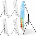 Zonon 4 Pcs X Banner Stand Adjustable Fit 23 x 63 to 32 x 78 Inch X Frame Banner Stand for Stores Tradeshow Restaurant Event Birthday Party Outdoor Activities Booth Display