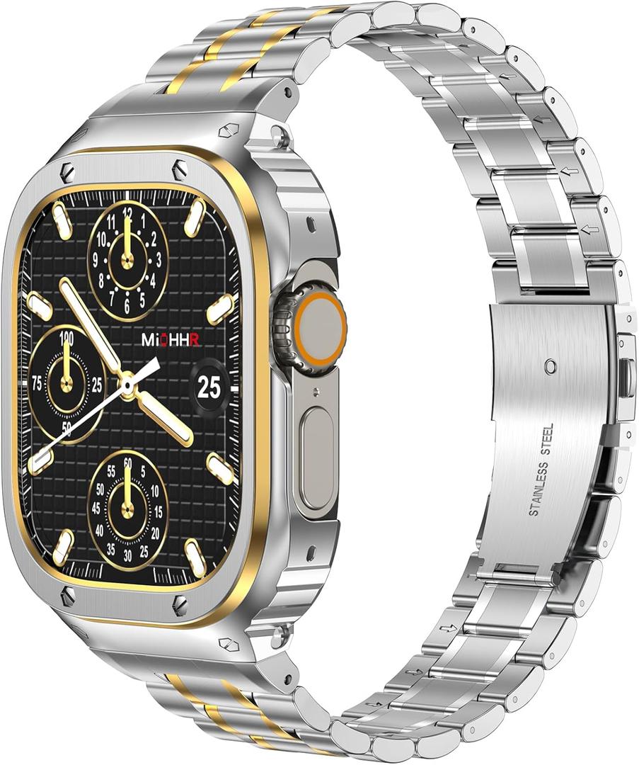 Stainless Steel Band with Case for Apple Watch Bands Ultra 3/2/1