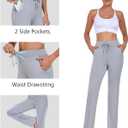 ADANIKI Womens Yoga Pants with Pockets Straight-Leg Loose Comfy Modal Drawstring Lounge Running Long Active Casual Sweatpants (XX-Large, Light Grey)