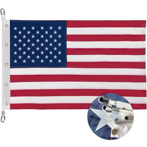American Flag for Outside 12x18 ft, Embroidered Stars, Sewn Stripes, Brass Grommets Outdoor USA Flag Super Tough Tearproof Spun Polyester US Flag, Giant High Wind United States Flags