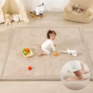 Amazon.com : PaPaMat 1.3" Thick Baby Play Mat for Floor Playpen, 71x79 Large Foam Tummy Time Mat, Padded Support Soft Plush Nursery Rug for Infant Kids Toddler Crawling Kick Activity (Beige) : Baby