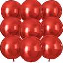 Red Round Foil Balloons 9 pcs,Red Giant 4D Round Balloons 22 Inch for Wedding Graduation Valentine's Birthday Party Decorations