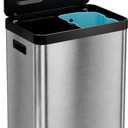 Home Zone Living 19 Gallon Kitchen Trash Can with Dual Compartments | Stainless Steel with CleanAura Odor Control, Soft-Close Step Pedal Lid and Recycling Flap for Quick Disposal, Silver