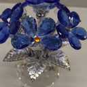 Crystal Flower Figurine Faceted Glass Blue Forget Me Not Statue Paperweight Gift for Her Collectible Ornament Desk Home Decor