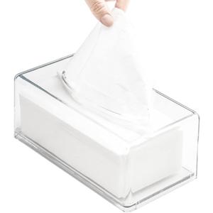 Square Clear Acrylic Tissue Box, Box Covers Rectangular, Bathroom Facial Napkin Box Holders, Table Clear Dryer Sheet Dispenser for Bathroom, Kitchen and Cars