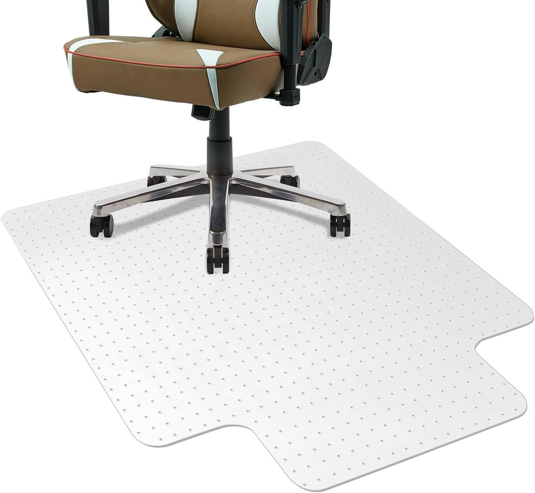 Office Chair Mat for Carpet with Lip, Flat Shipping Heavy Duty Hard Clear Chair Mats, Under Desk Protector Floor Mat, Smooth Glide Plastic Rolling Computer ChairMat (32x48 Inch)