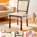 4Pcs Plastic Dining Chair Covers, Clear Chairs Seat Protector Keep Chair Away from Water, Dust, Stain
