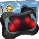 Zyllion Shiatsu Back and Neck Massager with Heat - 3D Electric Kneading Deep Tissue Massage Pillow for Muscle Pain Relief, Black, ZMA-13